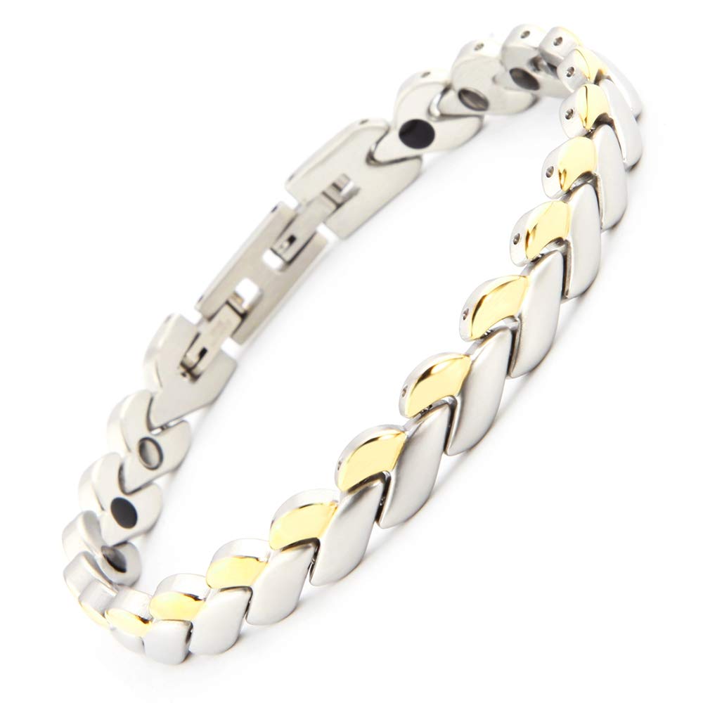 3 in1 Wellness bicolor gold - silber edles Edelstahl Magnetarmband XS-XXL TRINITIX Magnetschmuck Magnetix Kollektion Fashion TRX # 8295