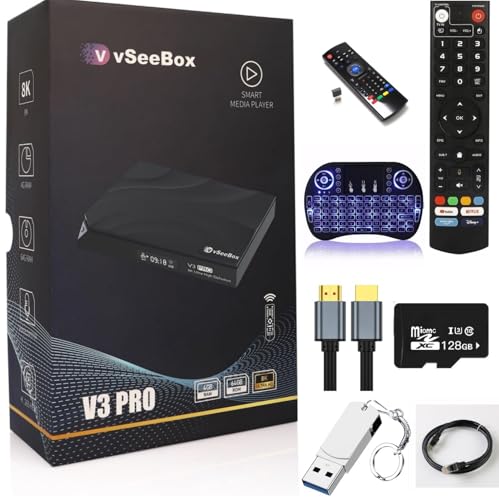 2025 Latest vSee V 3 Pro USB Data Hub - 4G Ram 32G ROM, Multi-Accessory Bundle with 8K-Compatible Cable, 128G TF Card,128G USB Flash Drives, Backlit Keyboard, (Easy Setup,US Support) -  Nvpixt