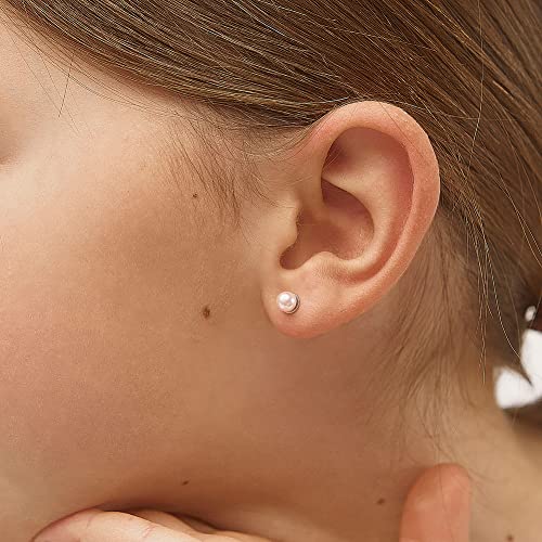 925 Sterling Silver Classic 3mm,4mm,5mm Pink Simulated Pearl Toddler Earrings - Baby Girl Earrings Gift for Birthdays, Baptisms, Holidays, or Any Special Occasion - Adorable Earrings3