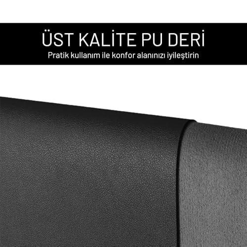 Black Deer PU Deri Mouse Pad Dikişli Kenar Dayanıklı Büyük Boy Çift Yönlü Kullanım Ofis Masa Matı Sümen (SİYAH, 70X30 L)