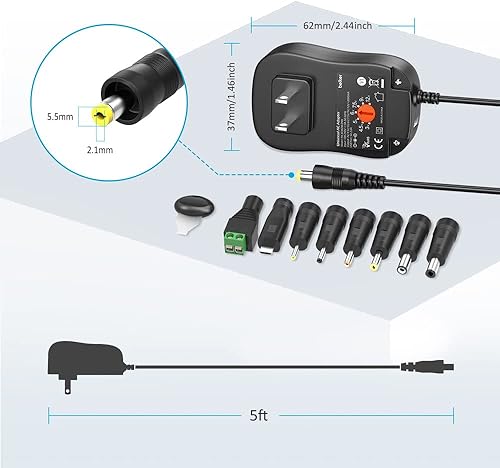 Miniatura 4 de Belker Adaptador universal de 30 W 3 V 45 V 5 V 6 V 75 V 9 V 12 V CA CC fuente de alimentación para tira de luz LED router altavoz teléfono