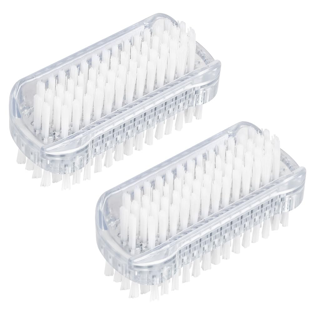 Spazzola per unghie double face, 2 PCS Spazzola Per Unghie, Spazzole per la Pulizia Plastica per Pulizia di mani Delle Unghie, Trasparente