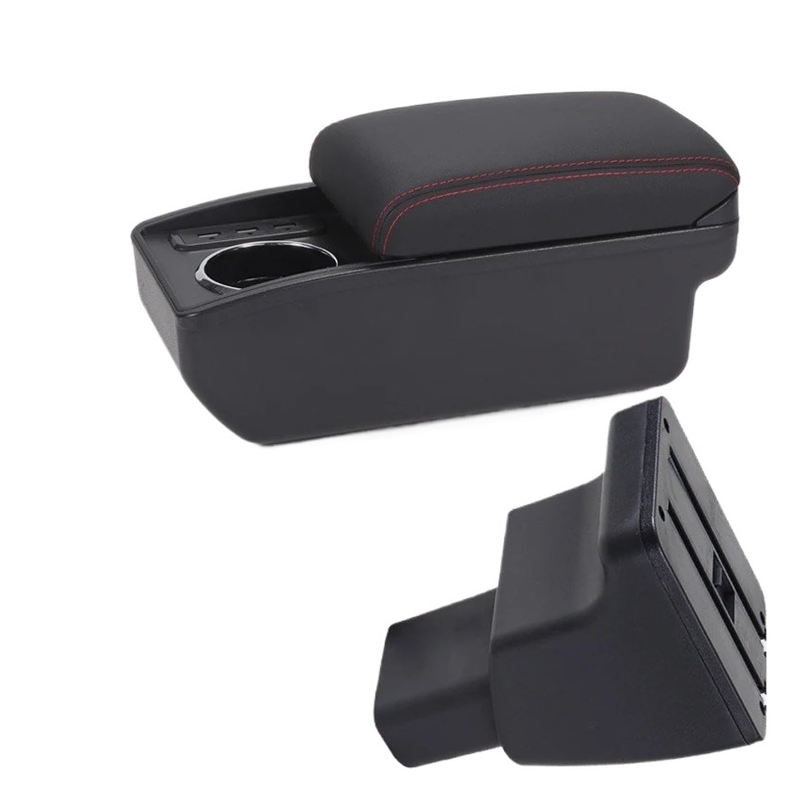 Hguvsjd Armrest Box For Hyundai I10 Armrest Central Storage Box Interior Dedicated Retrofit Parts Accessories Car Armrests(B Black red 6USB)