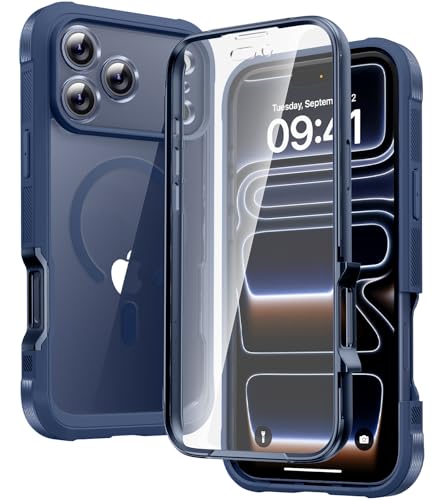 Diaclara für iPhone 17 Pro Hülle mit MagSafe Militärschutz 360 Grad Vollschutz Schutzhülle mit integrierter Displayschutzfolie und Kameraschutz Handyhülle Case für iPhone 17 Pro 6 3 Blau