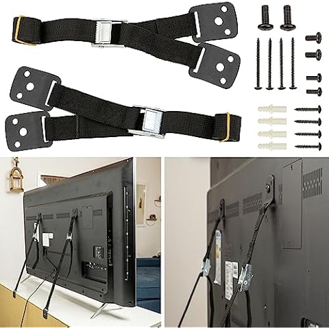 Kippsicherung für Fernseher, Regal und Schrank, 2 Pack, zum Schrauben, einfach zu aktivieren/deaktivieren, für Kleinkinder und Haustiere, inkl. Dübel und Schrauben, Kippschutz für Fernseher und Möbel Cover