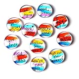 Kalolary 12PCS Inspirierende Kühlschrankmagnete, Runder Kühlschrank Magnet Kristall Glas Magnet Motivierende Zitate Magnet Zum Dekorieren von Büroschränken, Karten, Whiteboards, Fotos