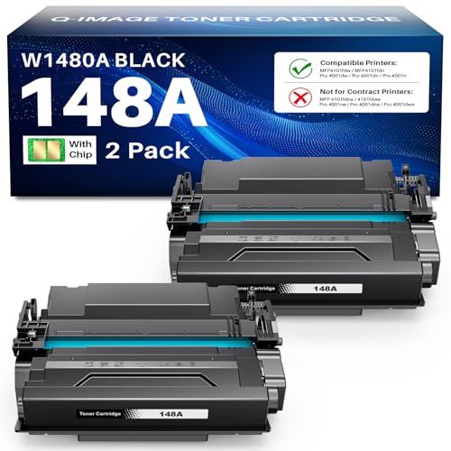 Toner W1480A noir lot de 2 cartouches de rechange avec puce pour imprimante HP LaserJet Pro 4001dn