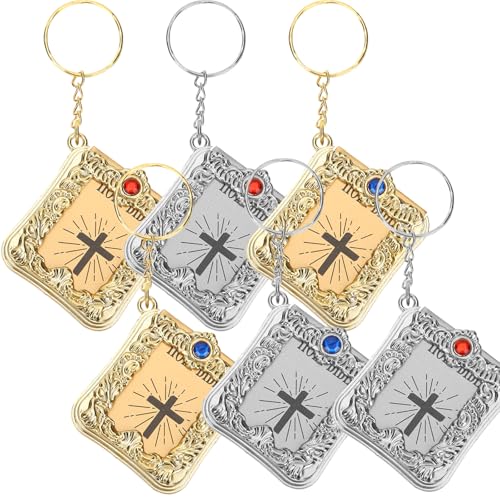 Toyvian Llaveros Biblia 6 Piezas Miniatura Colgante Hueco Colores Dorado y Plateado Accesorios para Llavero Mochila y Bolso Obsequio Creativo para Mujeres Ocasiones Obsequios