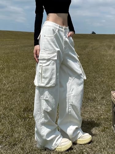 Men's Pants Workwear Straight Leg Loose Fit Multi Pocket Spring Summer Casual Wide Leg Denim for Men4