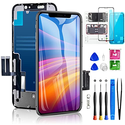 for iPhone 11 Screen Replacement 6.1 Inch, Diykitpl 3D Touch LCD Digitizer Replacement for A2111, A2223, A2221, with Repair Tools Kit+Magnetic Screw Mats+Screen Protector+Waterproof Frame Adhesive by Diykitpl - Used condition - US$14.41
