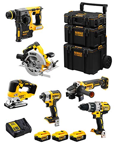 Dewalt Kit Dwk601 (Dcd996 + Dch273 + Dcg405 + Dcf887 + Dcs334 + Dcs570 + 3 Batterie 5,0 Ah + Caricabatterie + Caddy 3En1)