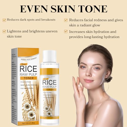 4Pcs Rice Raw Pulp Skincare Set, Anti Aging Skin Care Sets & Kits, Skincare Gift Set, Facial Kits for Women with Facial Cleanser,Essence,Cream & Eye Cream, Gift Set for Firming Hydrating Skin - Image 4
