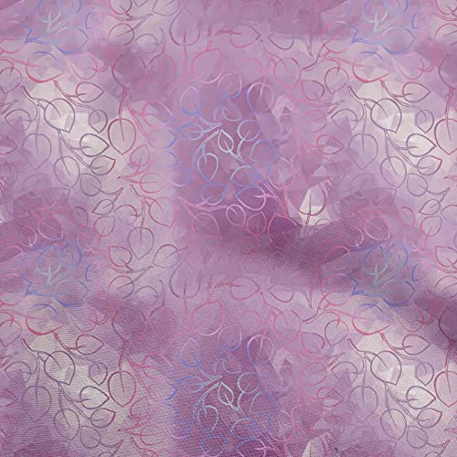 oneOone Cotton Cambric Magenta Fabric Leaves Craft Projects Decor Fabric Printed By The Yard 42 Inch Wide-aB