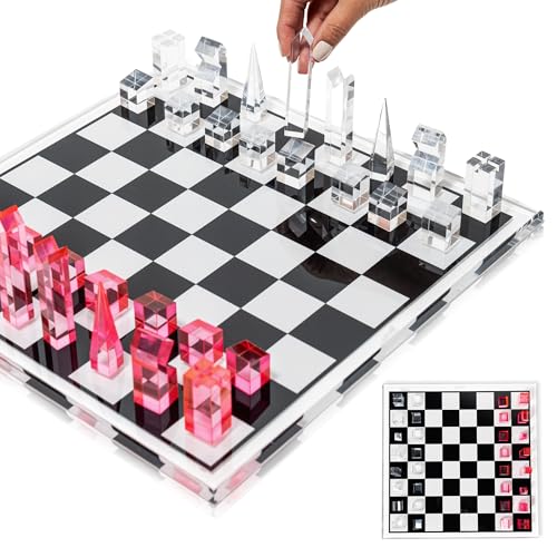 Set de Ajedrez Acrílico Moderno Rosado miniatura 1