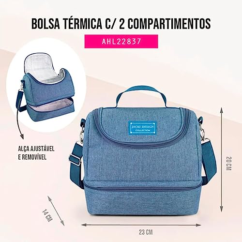 Bolsa Termica com 2 Compartilhamentos para Marmita Jacki Design (Pink)