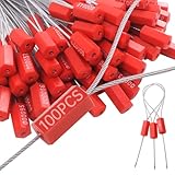 100 Pcs Security Cable Seals, 12-Inch Steel Wire with Red ABS Hex Lock, Tamper-Proof Numbered Tags for Truck, Container, Shipping & Logistics