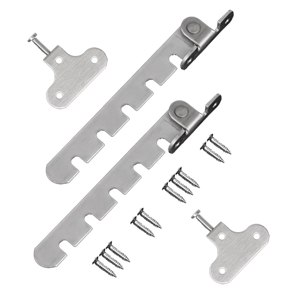 2 Pcs 10cm Adjustable Position Casement Window Restrictor Latch, Lock Tilt Regulator for Windows, Suitable for Wooden/Metal Window or Door, Stainless Steel - 5 Slot Universal Casement Window