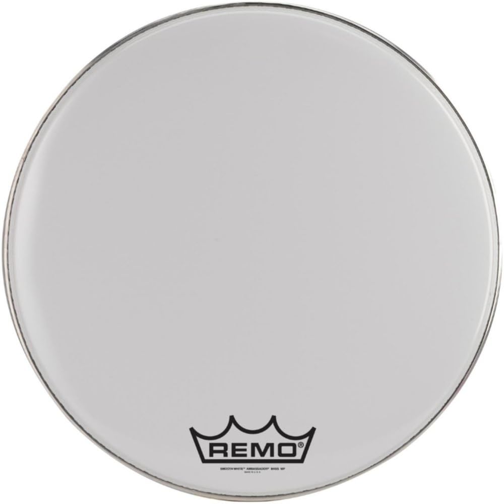 Remo BR1220MP U Ambassador Smooth White Crimplock Bass Drumhead, 20" (BR1220MP-U)
