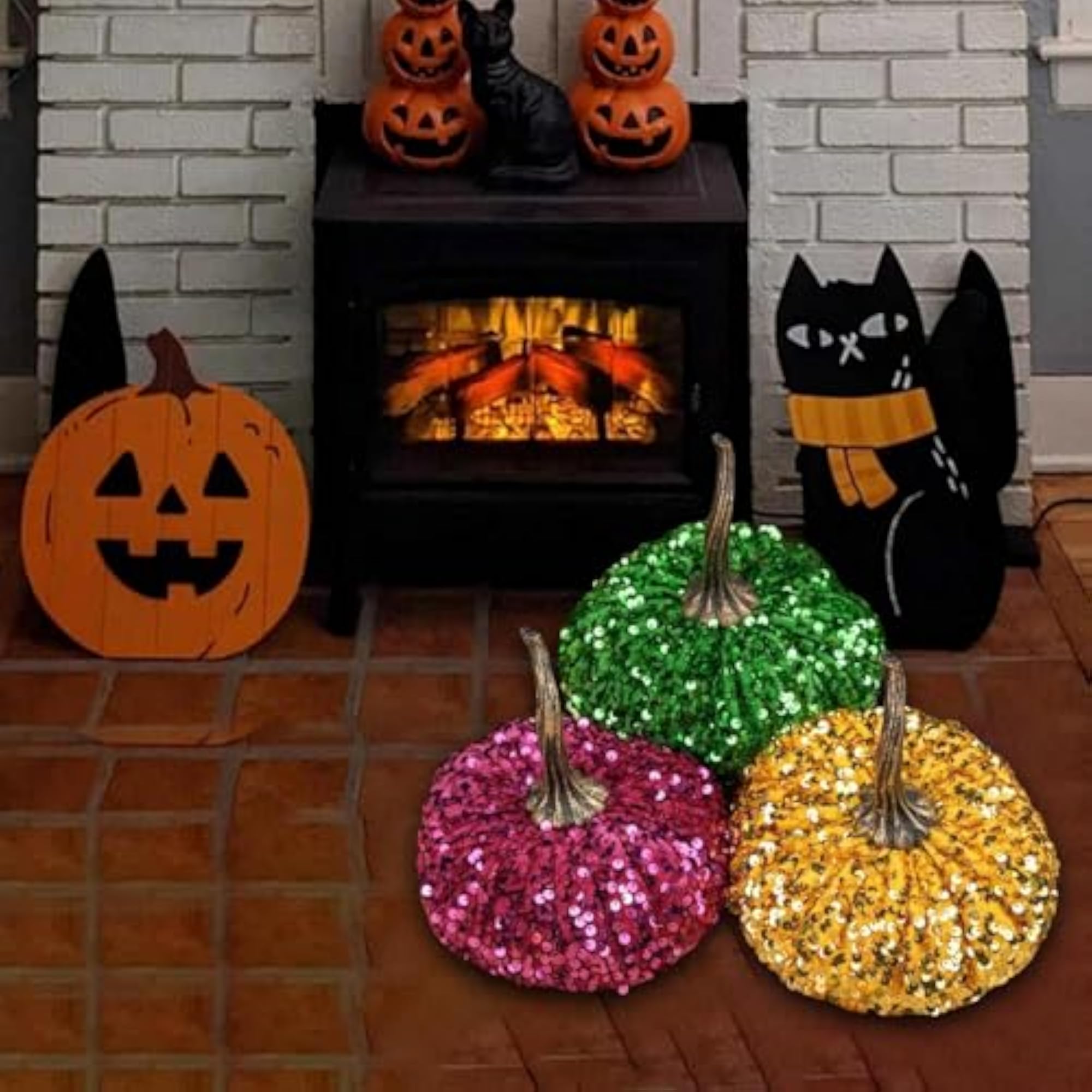 3X Thanksgiving Pumpkins Rustic Velvet Pumpkins for Mantel