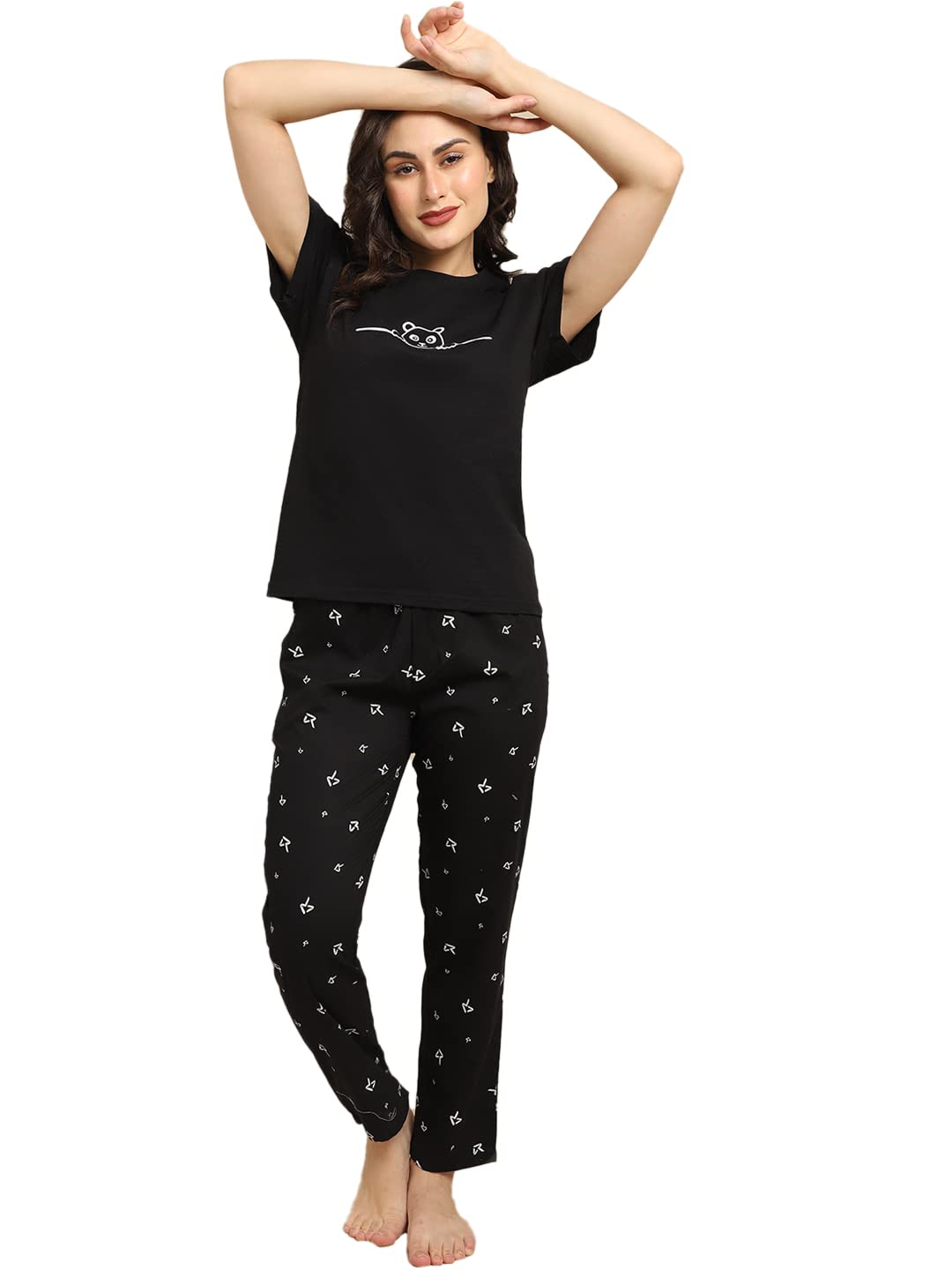 Boston Club Nightsuit Black for Women/Pajama Set for Women/Night Suit-image-41