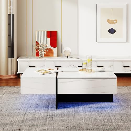 Table Basse Marbre LED APP 3 Tiroirs, BTM