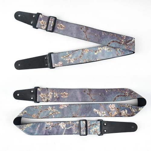 Image of Adjustable Guitar Strap Includes 2 Strap Locks & 2 Matching Picks & 1 Picks Holder & 1 leather Strap Button.