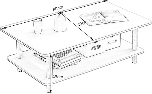 Miniatura 3 de Mesa de Centro Modern MDF Coffee Table Minimalist Double-Layer Tea Table wStorage Shelf Rectangular Center Table for Living Room Apartment Small