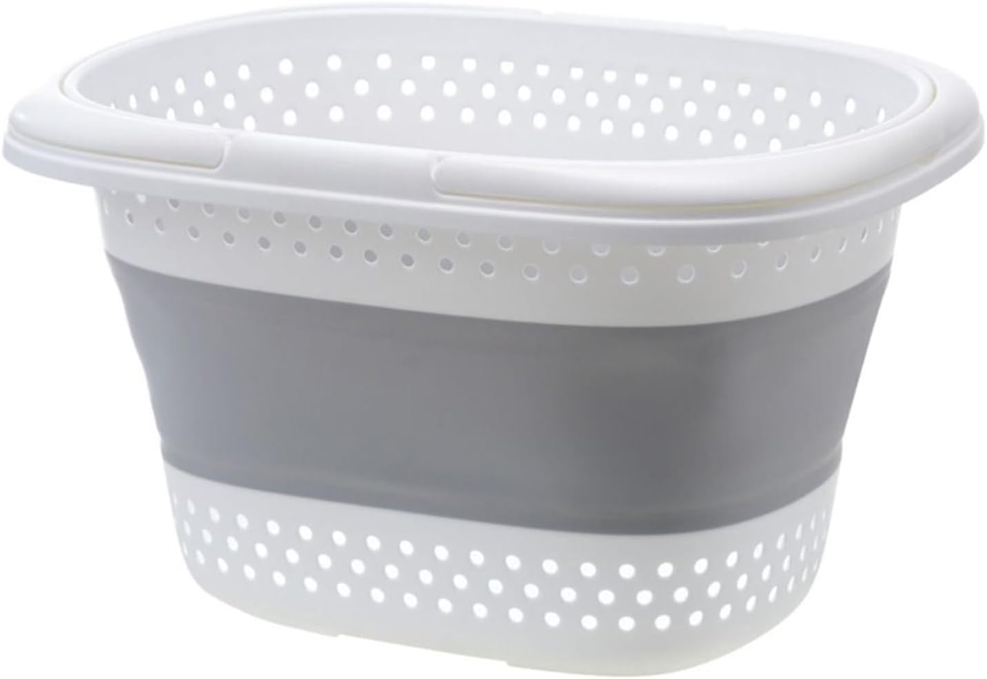 Collapsible Laundry Basket, Foldable Large Plastic Clothes Hamper for Washing & Storage, Save Space Durable Clothes Baskets with Handle, Home Gadgets(Light Gray)