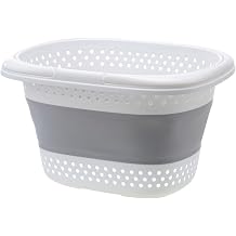 Collapsible Laundry Basket, Foldable Large Plastic Clothes Hamper for Washing & Storage, Save Space Durable Clothes Baskets with Handle, Home GadgetsLight Gray