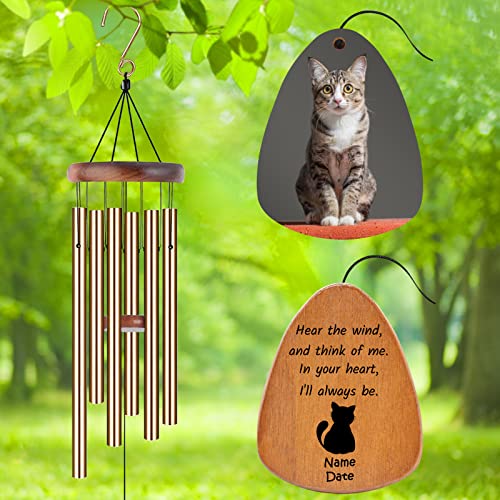 Image of Personalized Custom Wind Chimes Memorial Gift for Loss of Loved One Mother Dad Mom Dog Pets Customized Outdoor Sympathy Wind Chimes with Photo Text