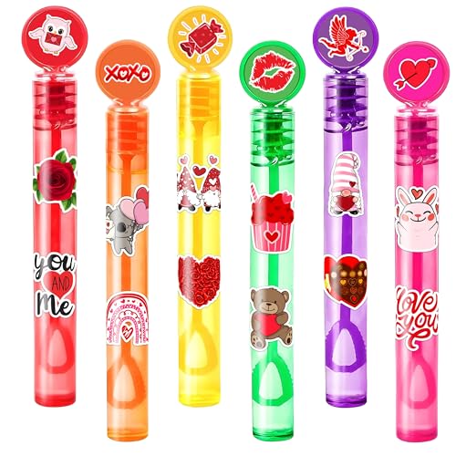 Valentines Day Party Favors for Kids - 24PCS Heart Bubble Wands Cute Love Theme Birthday Party Supplies Goodie Bag Fillers Classroom Exchange Gifts