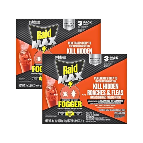 Raid Max Fogger, Insect Killer for Mosquito, Ant, Roach, Spider, Flea, for Indoor Use 6.3 Ounce (Pack of 2)