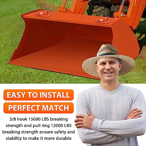 2 Pack 3/8" Tractor Bucket Hooks With D Ring - Max 15,000 Lbs Grade 70 Forged Steel Bolt On Grab Hook For Tractor Bucket Accessories For Kubota, John Deere, Kiot, Rv, Utv, Truck, Orange #TOP2