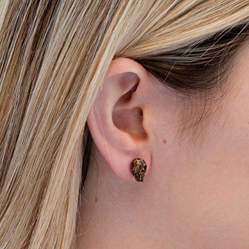 Sustainably Sourced Organic Bone Skull Earrings for Women or Men - Stud Skeleton Ear Rings - Gothic Skeleton Jewelry3