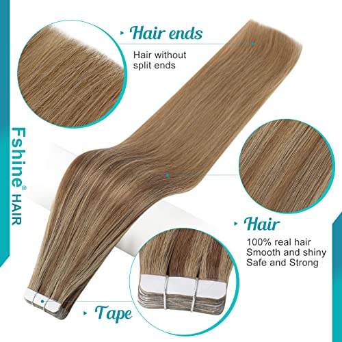 Fshine Real Human Hair Tape in Extensions,16 Inch 20 pcs 50 g,Straight Natural Look Double Sided Tape,Color 10 16 16 Light Blonde to Ash Blonde,Perfect for Thin Hair Daily Wear - Image 3