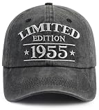 71th Birthday Gifts for Women Men, Limited Edition 1955 Birthday Decorations Baseball Cap, 71 Years Old Retirement Gifts for Dad Mom Grandpa Grandma Black