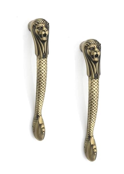 Ghardwar Aluminum Lion Shape (Pack of 2) Door Handles for Main Door/Main Door Handle/Glass Door Handle/Door Handle/Home Decor/Door Hardware (Full 15 inch)