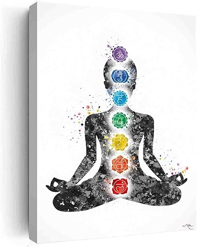 Cuadros minimalistas para decoración de pared, diseño de acuarela de chakras, yogui, yoga, mediación, estudio de yoga, meditación, mujer, yoga,