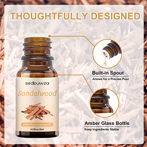 Sedbuwza Sandalwood Essential Oil, 100% Pure Organic Sandalwood Aromatherapy Gift Oil For Diffuser, Humidifier, Soap, Candle, Perfume #TOP2