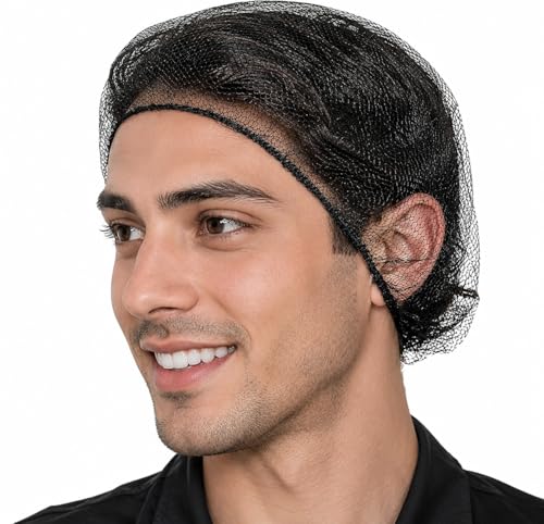 Smilco Nylon Hair Net Black 24inch Sturdy Hair Nets Food Service 100Pcs Reusable Hairnets for Women & Men Perfect for Sleeping & Kitchen Food Service