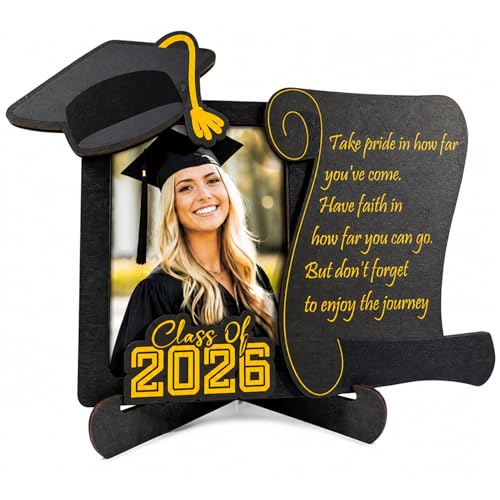 Graduation Picture Frame 2026 Class of 2026 Wooden Graduation Frame with Stand 4-Layer Graduation Picture Display for Graduation Decorations 2026 Graduation Gifts for Boy Girl Her Him College Senior Grad Gift
