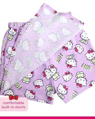 Image of Hello Kitty Girls Skort Set - 2 Piece Graphic Crewneck Top and Short Skort Cute Outfit Set (Sizes: 2T-12)