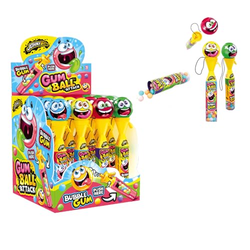 Johnybee Gum Ball Attack Gioco Premi E Lancia Con Bubble Gum Gusto Frutta Espositore Da 16 Pz