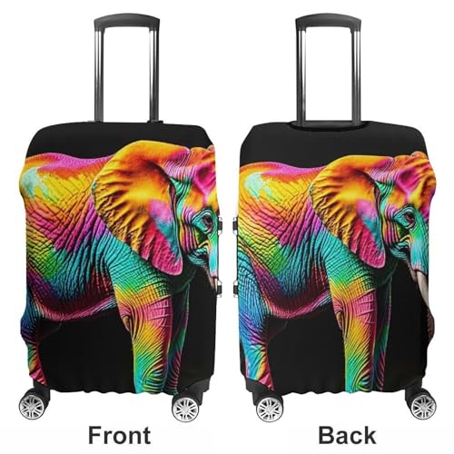 Colorful Elephants Elastic Luggage Cover Suitcase Protector for 19-32 Inch Suitcases | Universal Stretchable Travel Bag Cover | Anti-Scratch, Washable with Zipper Closure S3