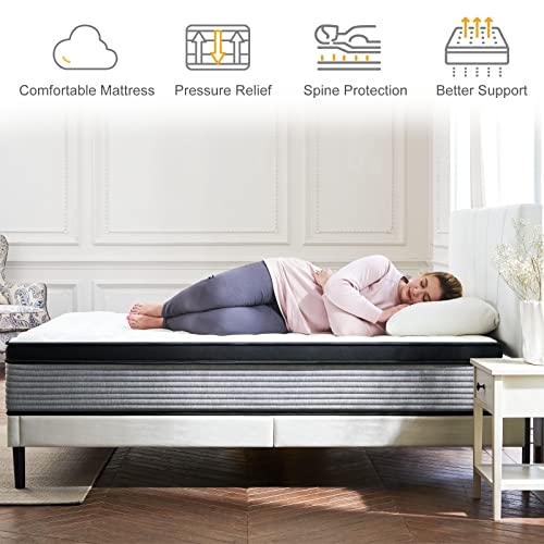 S Secretland Queen Mattress, 12 Inch Hybrid Memory Foam Mattress And Individual Pocket Springs,Queen Bed In A Box With Pressure Relief And Cooler Cover,Soft Queen Size #TOP1