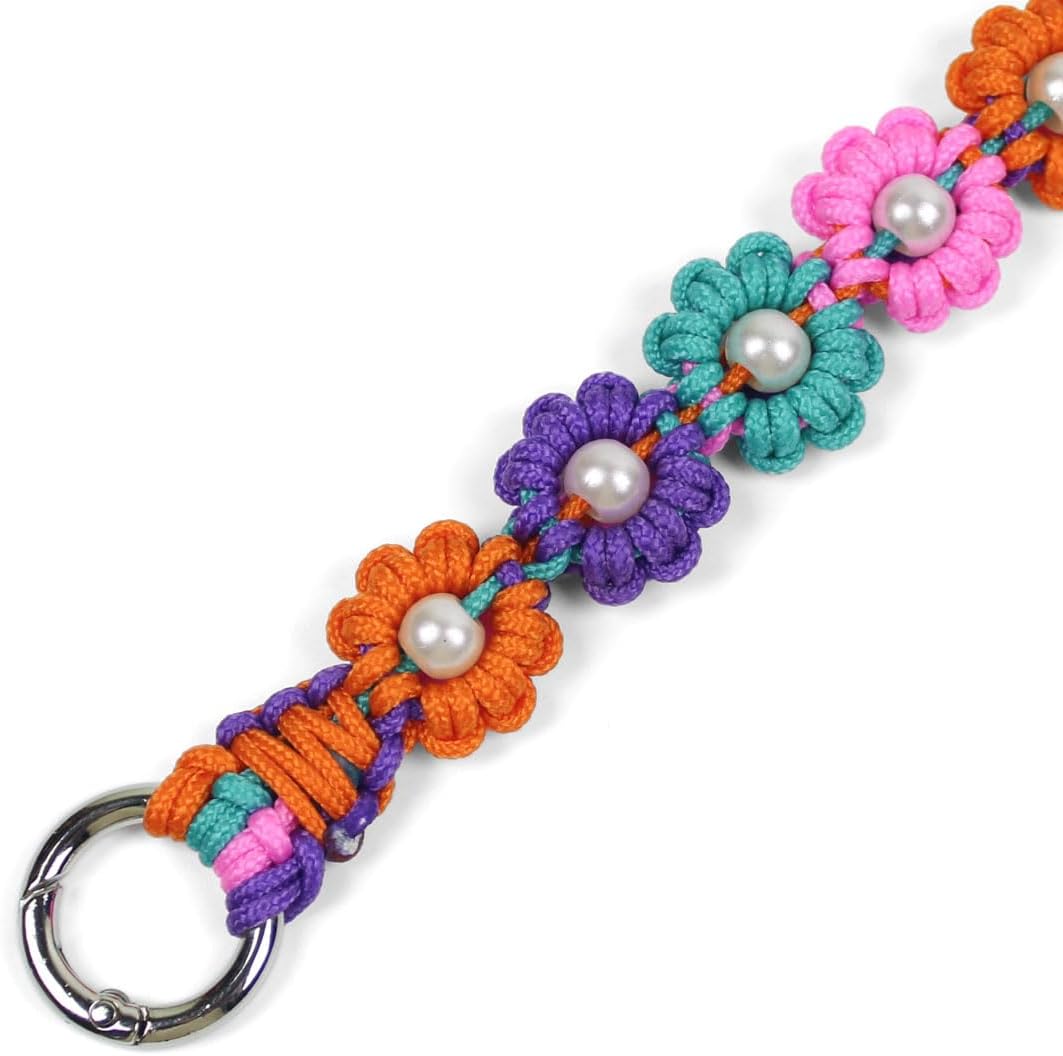 Cute Handmade Paracord Dog Collar Necklace – Unique Hand-Braided Colorful Flower Design Pet Accessory for Medium Dogs Fit 12-16" Neck Size M