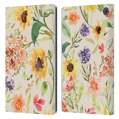Étui Fire Max 11 2023 Ninola en cuir avec porte-carte et motif floral tournesol