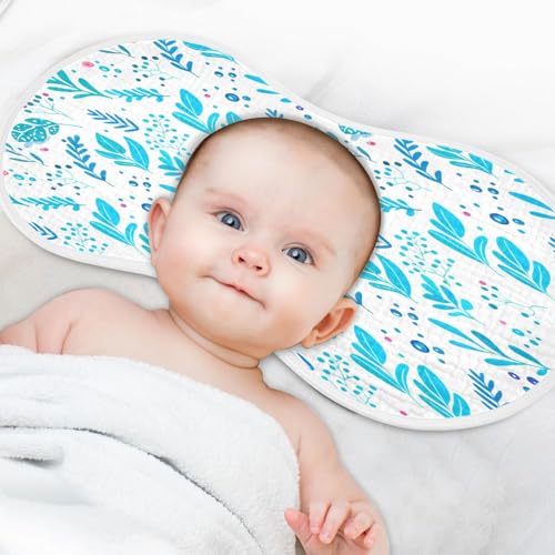Kigai Blue Flowers Burp Cloths for Baby 4-Layer Cotton Muslin Burping Cloths 22x11 inch Super Soft & Absorbent Spit Up Burp Rags for Newborn Boys Girls 2 Pack4
