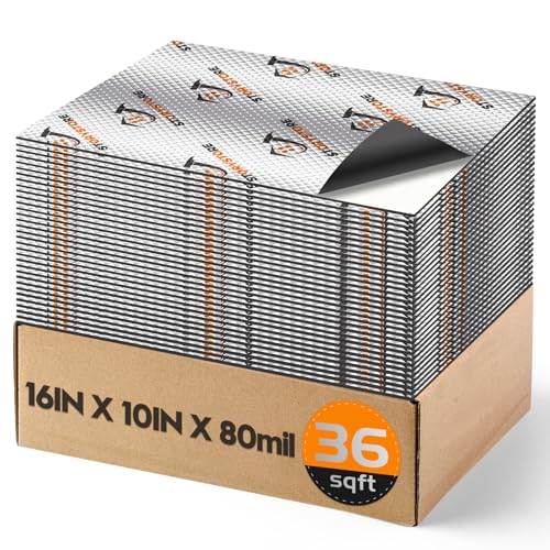 Storystore 80mil Car Sound Deadening Mat 36 sqft Butyl Aluminum Automotive Sound Deadener Noise Insulation Vibration Dampening Heat Shield Odorless 33 Pcs