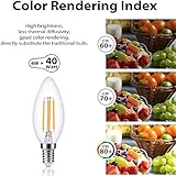 Blewandy E14 LED Candle Bulbs, 40W Equivalent, 2700K Soft Warm White, Small Edison Screw (SES) Light Bulb, 4W Non-Dimmable Filament, Pack of 6 - Image 8